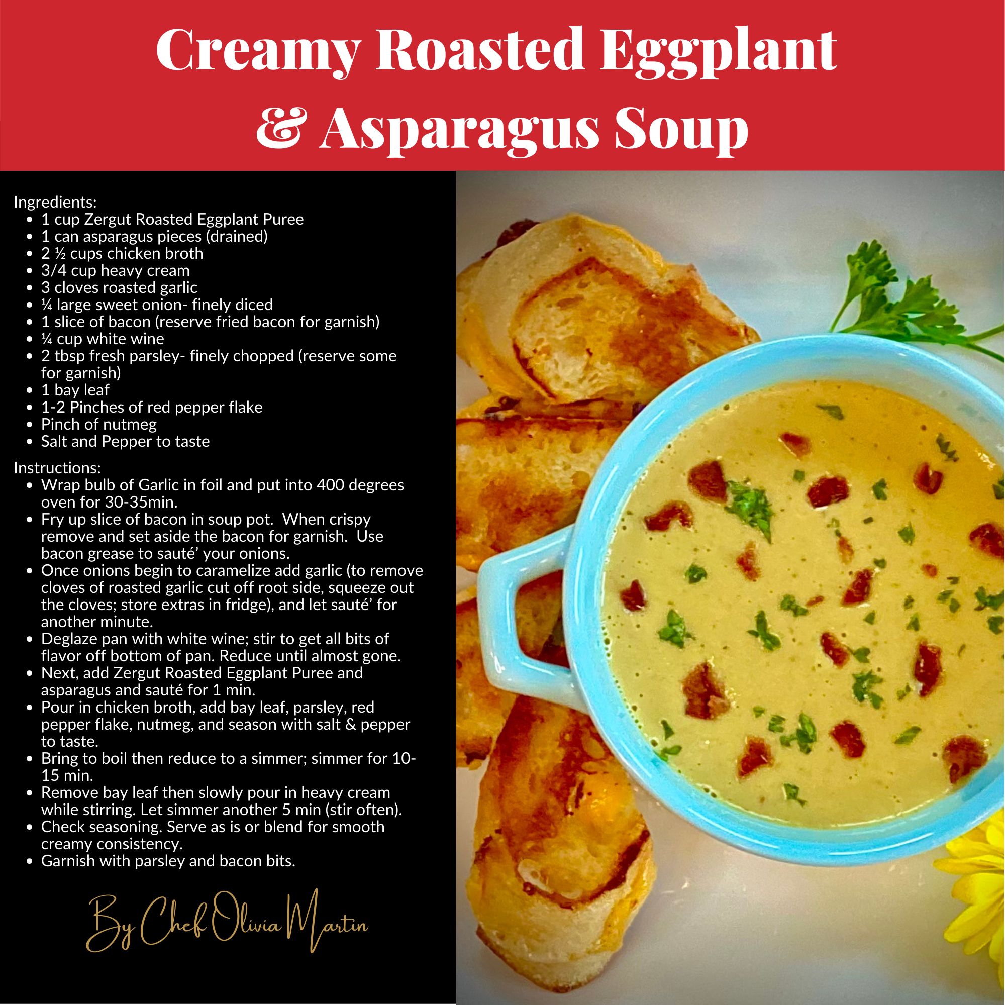 Creamy Roasted Eggplant & Asparagus Soup Recipe