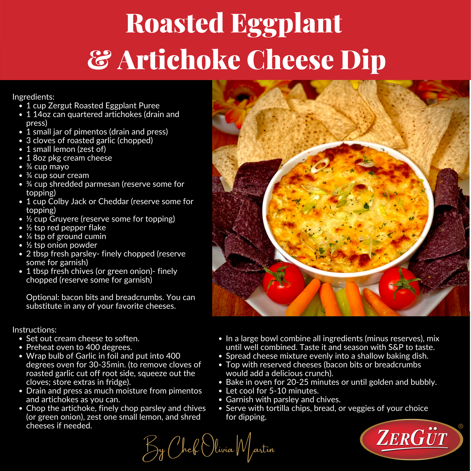 Roasted Eggplant & Artichoke Cheese Dip Recipe