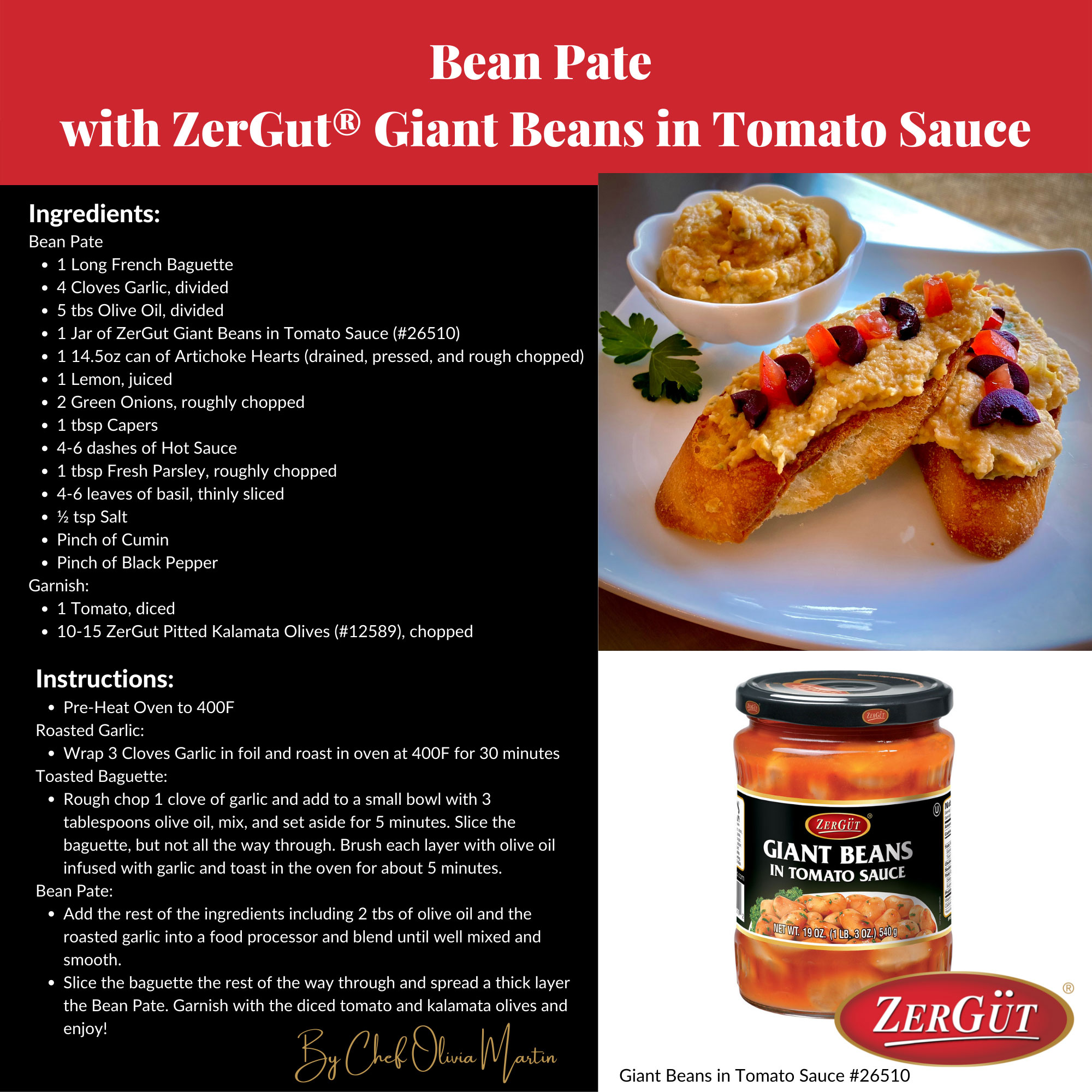 Bean Paté made with ZerGut Giant Beans in Tomato Sauce Recipe